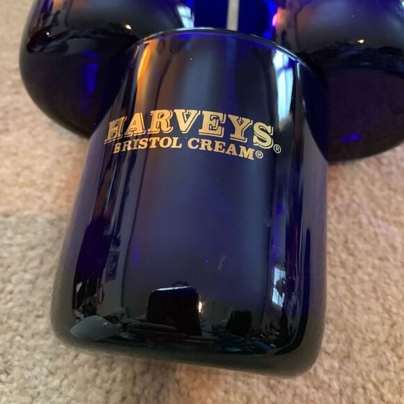 3 Harvey’s Bristol Creme Blue Glass Tumblers - Picture 4 of 8
